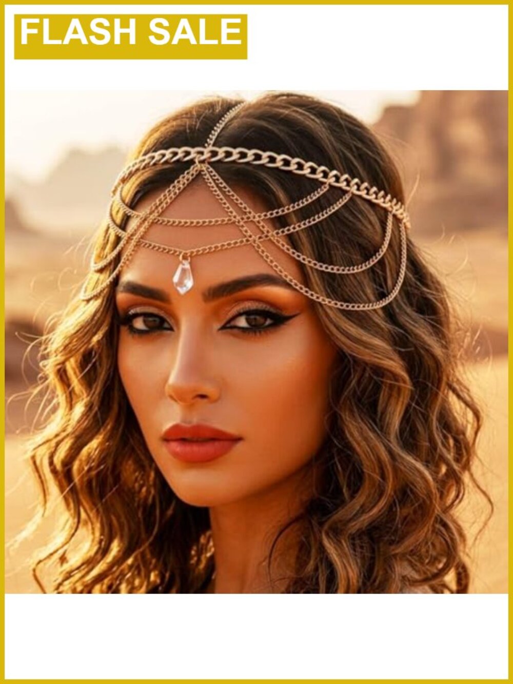 Gold Layered Head Chain Egyptian Festival Headpiece Women Hair Jewelry